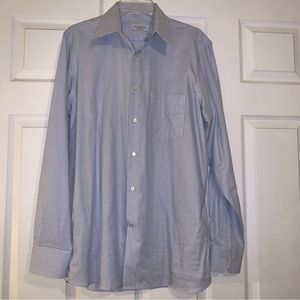 Collezioni Uomo Blue White Button Down Mens Casual Dress Shirt